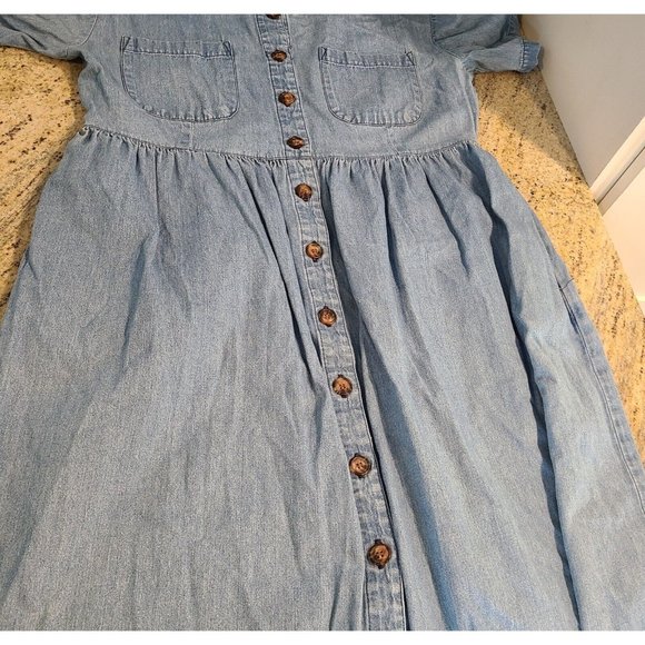 Blue Buttoned Puff Sleeve Sundress - Picture 9 of 15
